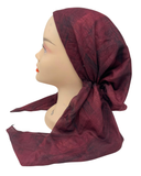 IT2720 Burgundy Diminish Israeli Style Long Tails Pre-Tied Bandanna