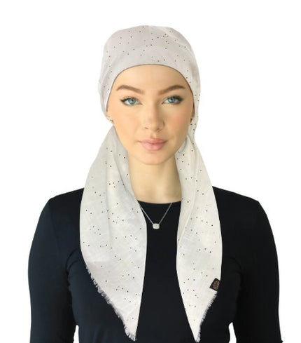 Cherie SP325A-WH/G White/Gold Adjustable Pre-Tied Open Back Bandanna Myselflingerie.com