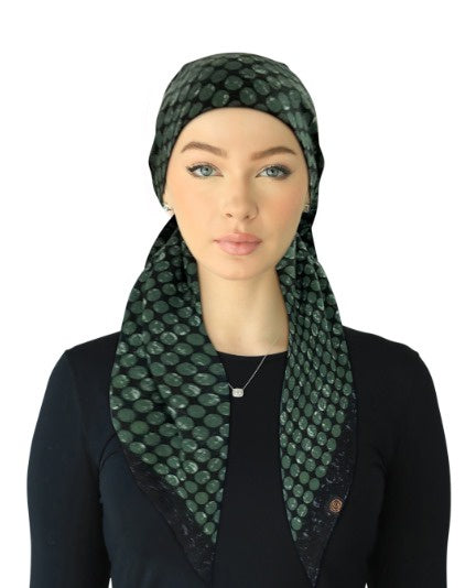 Cherie SP323A-GN/NY Green/Navy Adjustable Pre-Tied Open Back Bandanna Myselflingerie.com