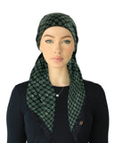 SP323A-GN/NY Green/Navy Adjustable Pre-Tied Open Back Bandanna