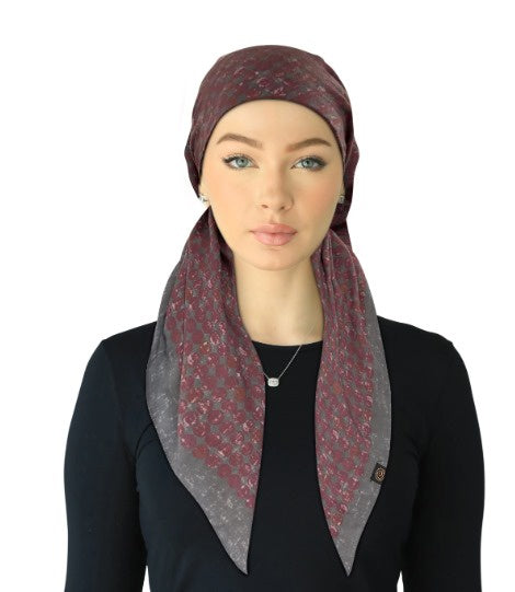 Cherie SP323A-PNK/GRY Pink/Grey Adjustable Pre-Tied Open Back Bandanna Myselflingerie.com