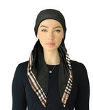 SP318A-BLK Black Adjustable Pre-Tied Open Back Bandanna