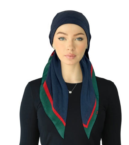 Cherie SP317A-NY/RD Navy/Red Adjustable Pre-Tied Open Back Bandanna Myselflingerie.com