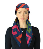 SP315A-BL/MU Blue Multi Adjustable Pre-Tied Open Back Bandanna