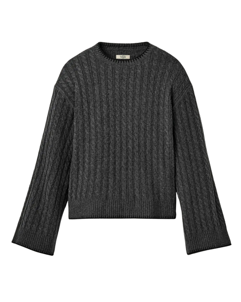 UGG Charcoal Heather Rylynn Cable Knit Pullover Myselflingerie.com