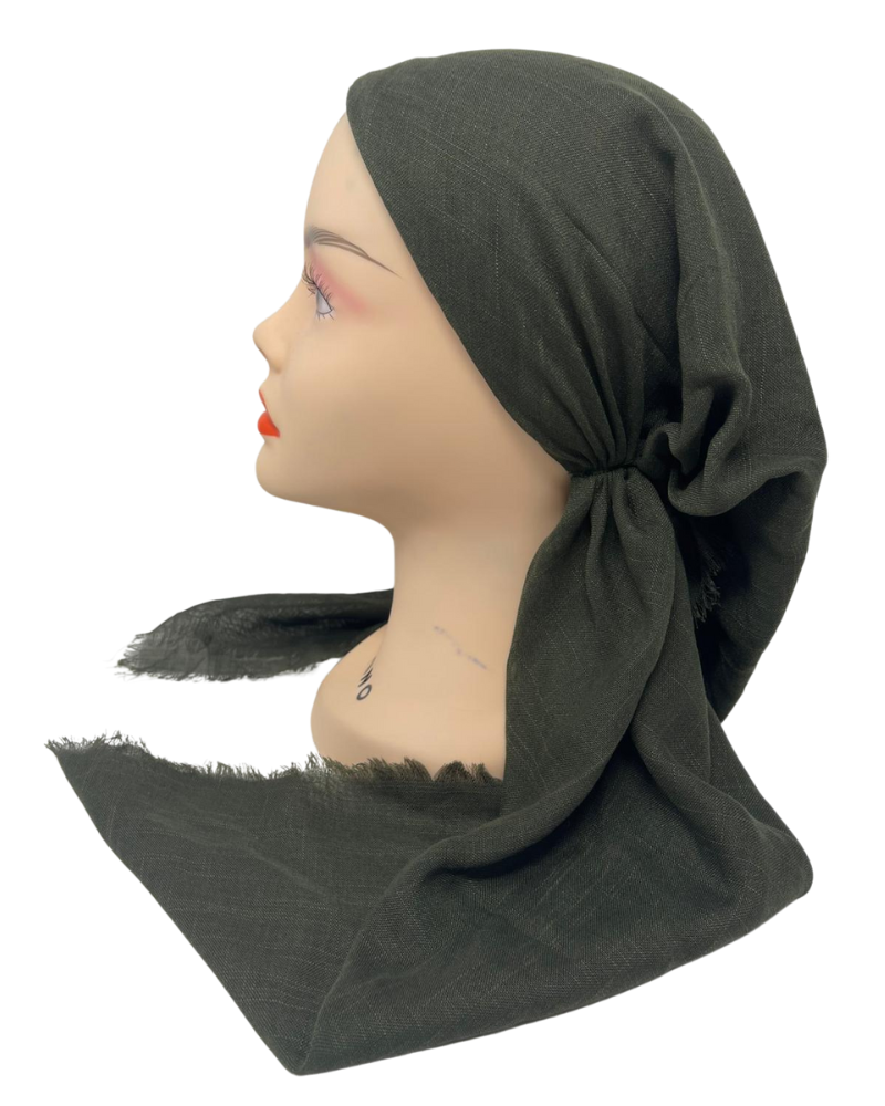 Revaz Olive Solid Adjustable Pre-Tied Bandanna with Velvet Grip