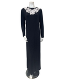 4435 Black/Pink Necklace Lace Applique Pull On Modal Nightown