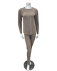 Jackie O'Loungewear PJSET-TN Tan Ribbed Heather Round Neck Modal Pajamas Set Myselflingerie.com