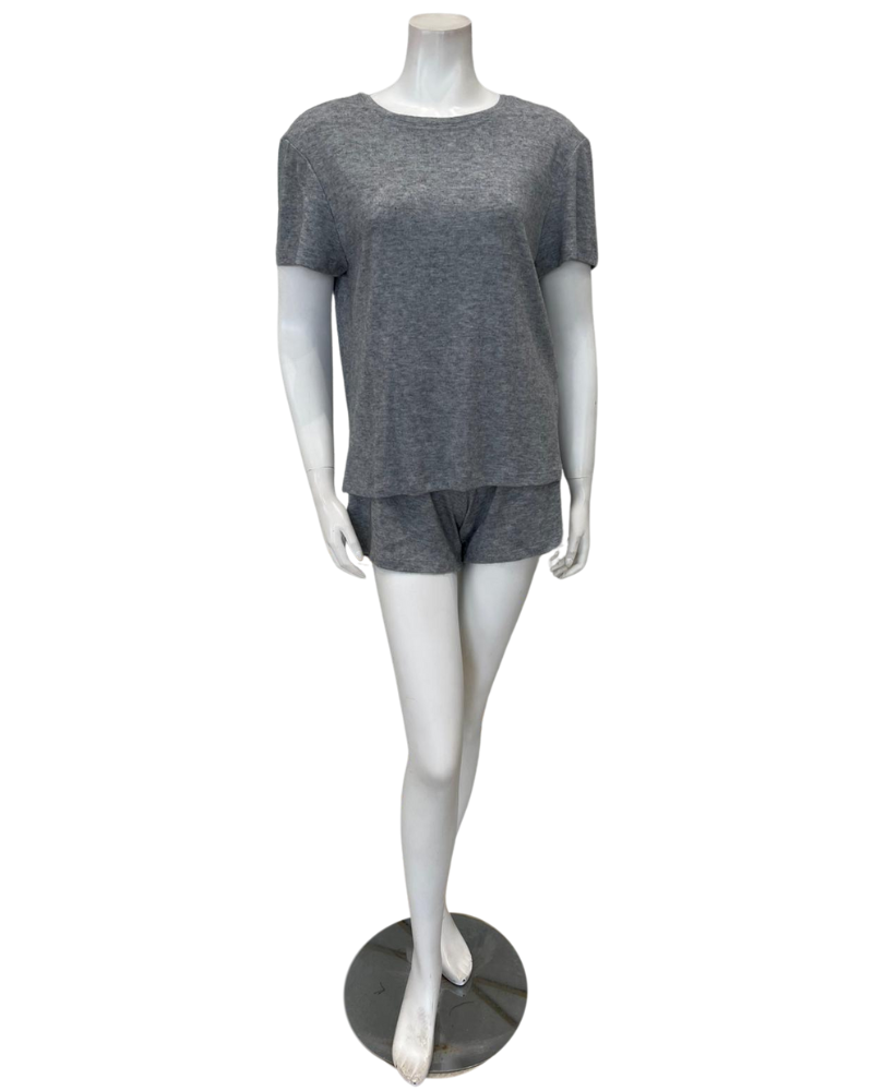 Jackie O'Loungewear SLBST-GRY Grey Heather Shorts Pajamas Set Myselflingerie.com