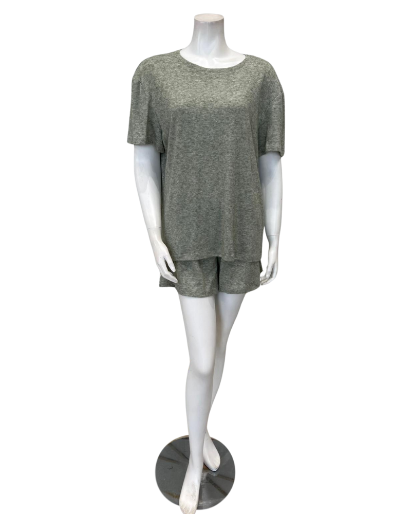Jackie O'Loungewear SLBST-OLV Olive Heather Shorts Pajamas Set Myselflingerie.com