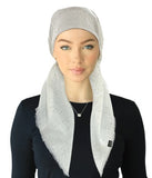 SPC325A-WH/S White/Silver Sparkle Fringe Design Adjustable Closed Back Pre-Tied Bandanna