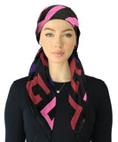 SPC315A-BL/MU Black Multi Designer Print Adjustable Closed Back Pre-Tied Bandanna