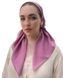 Solid Raspberry Cotton Square Scarf with Invisible Grip