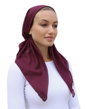 Solid Burgundy Cotton Square Scarf with Invisible Grip