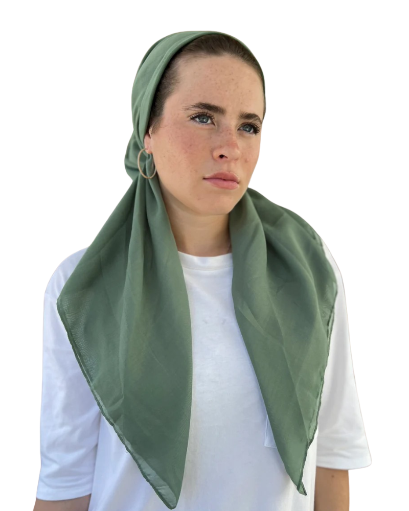 Scarf Bar Solid Sage Green Cotton Square Scarf with Invisible Grip Myselflingerie.com