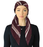 SPC320A-BGY Burgundy Buckle Design Adjustable Closed Back Pre-Tied Bandanna