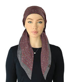 SPC323A-PNK/GRY Pink/Grey Metallic Dot Design Adjustable Closed Back Pre-Tied Bandanna