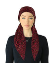 Cherie SPC324A-BGY Burgundy Metallic Leopard Adjustable Closed Back Pre-Tied Bandanna Myselflingerie.com