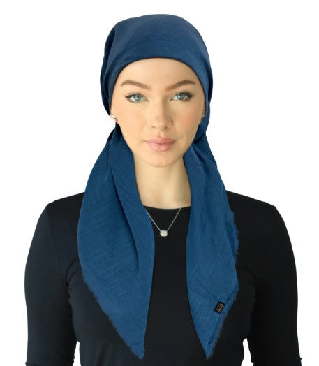 Cherie SPC309A-TL Teal Solid Fringe Design Adjustable Closed Back Pre-Tied Bandanna Myselflingerie.com