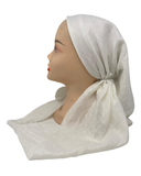 OB-HER-WH White Herringbone Pre-Tied Open Back Bandanna with Velvet Grip