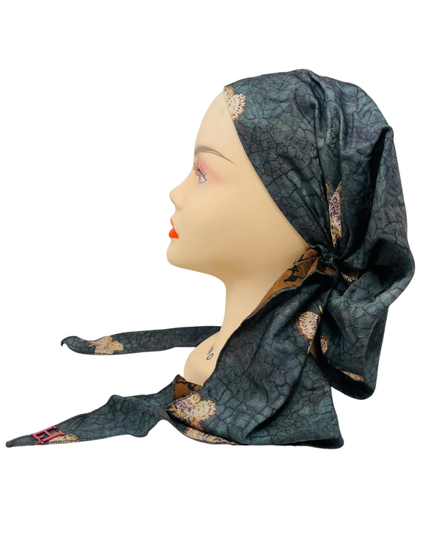Lizi Headwear DST-C-BX-2503 Aged Butterfly Silk Prints Adjustable Pre-Tied Bandanna with Velvet Grip Myselflingerie.com