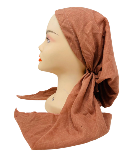Lizi Headwear IBC-BX-2515 Peach Solid Adjustable Pre-Tied Bandanna with Velvet Grip Myselflingerie.com