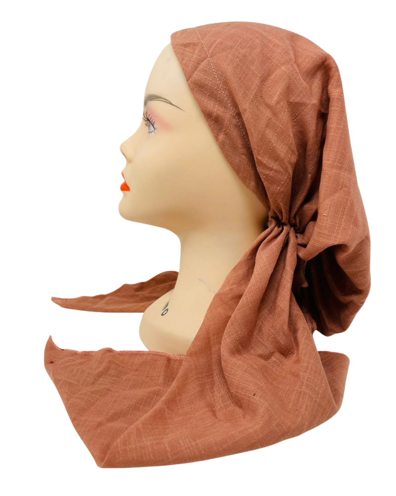 Lizi Headwear IBC-BX-2515 Peach Solid Adjustable Pre-Tied Bandanna with Velvet Grip Myselflingerie.com