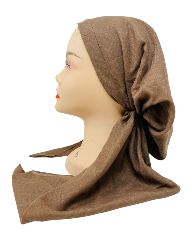 Lizi Headwear IBC-BX-2515 Taupe Solid Adjustable Pre-Tied Bandanna with Velvet Grip Myselflingerie.com