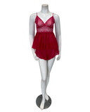 4536 Raspberry Lace Sheer Cami & Shorts Set