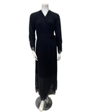 4525 Black Ribbed Modal with Sheer Lace Long Robe