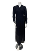 Oh! Zuza 4525 Black Ribbed Modal with Sheer Lace Long Robe Myselflingerie.com