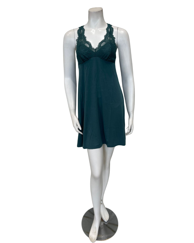 Fleur't 630 Evergreen Lace T-Back Short Modal Chemise Myselflingerie.com