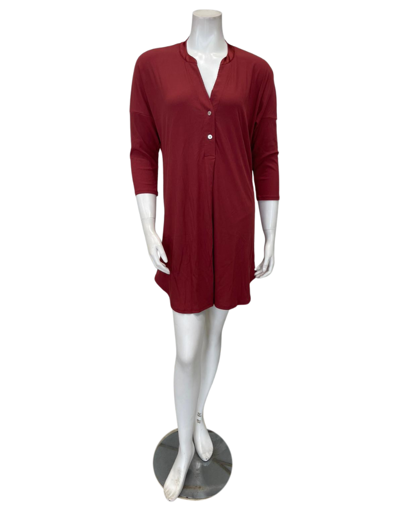 Fleur't 6004 Chili Rib Dolman 3/4 Sleeve Modal Nightshirt Myselflingerie.com