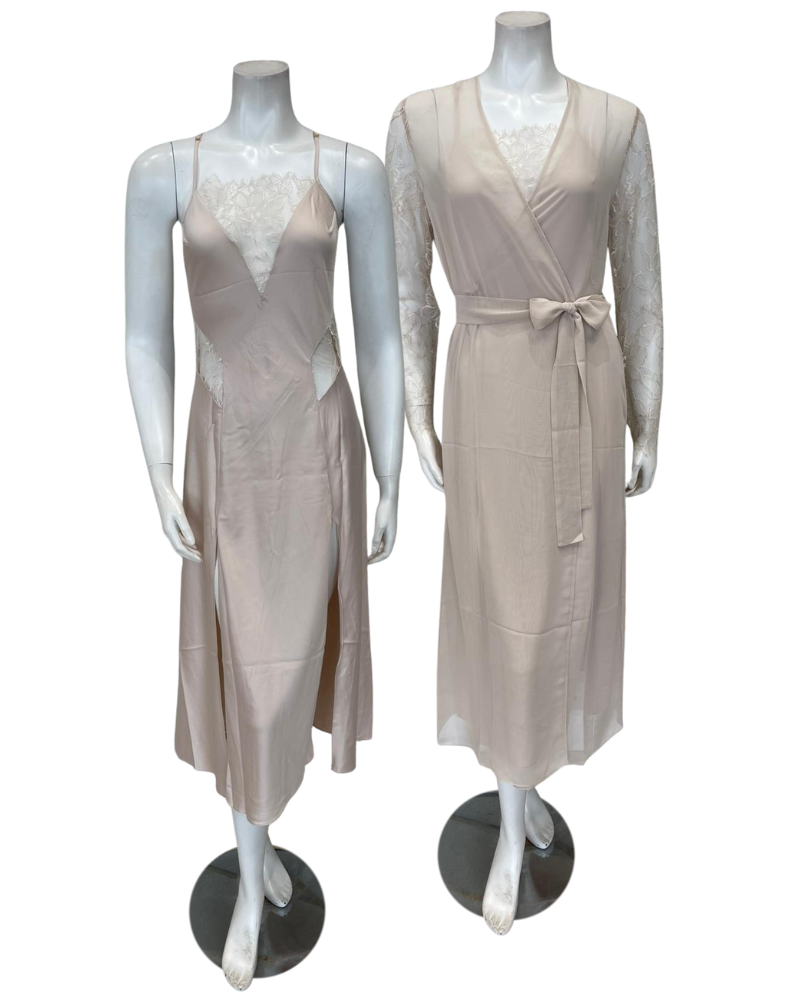 Rya Collection 985 + 986 Champagne Sincerity Gown & Robe Set Myselflingerie.com