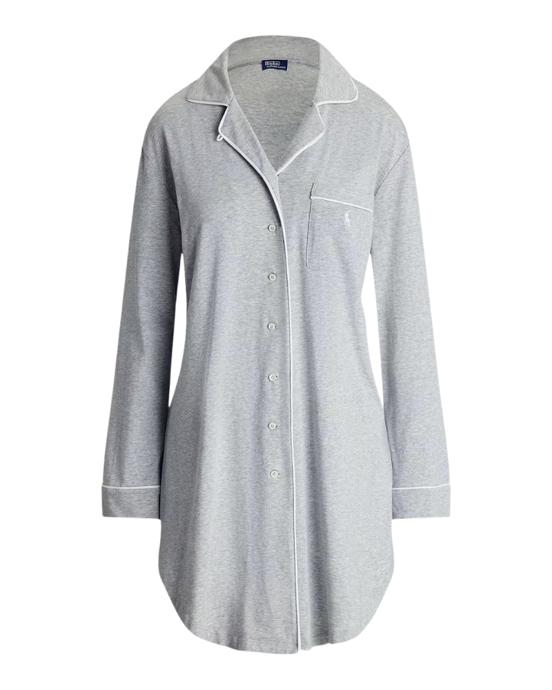 Polo by Ralph Lauren 4P0230-R3202 Heather Grey Cotton Blend Nightshirt Myselflingerie.com