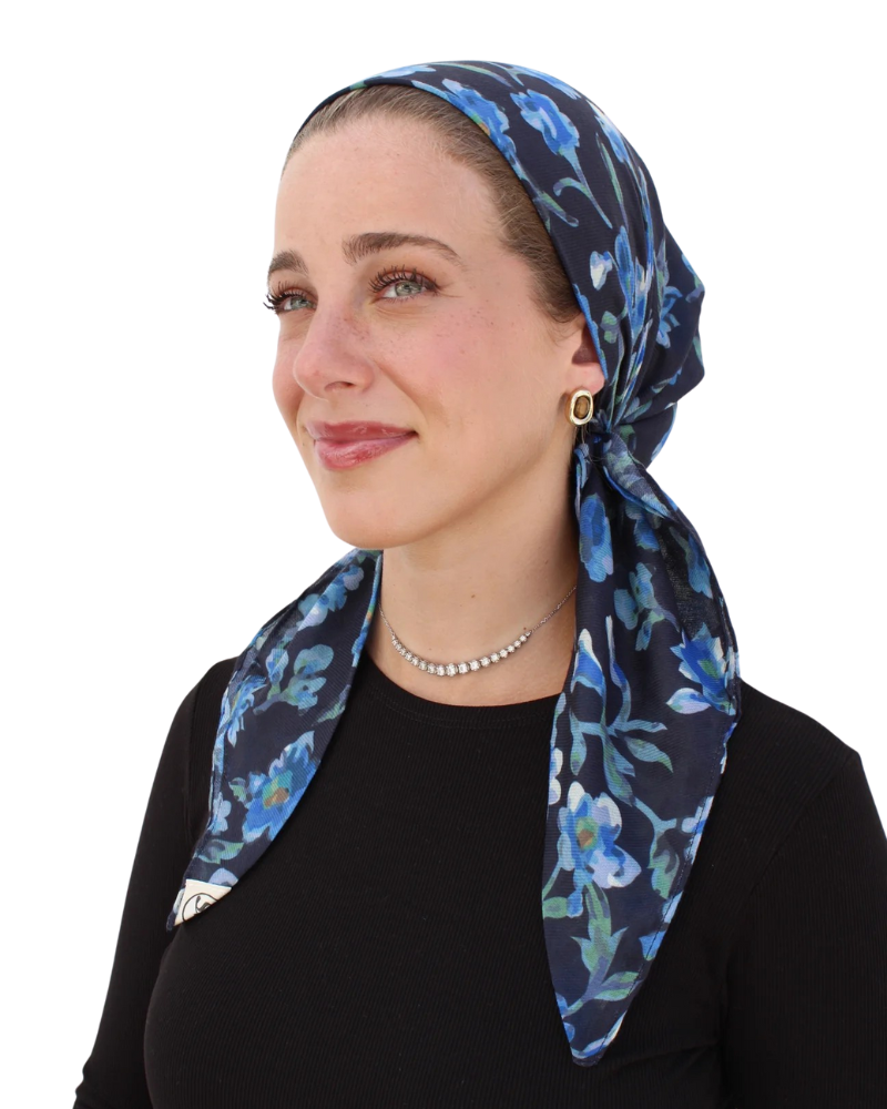 Scarf Bar Royal Blue Florals Square Scarf Myselflingerie.com