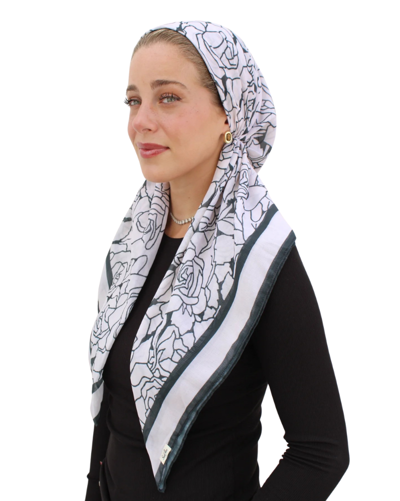 Scarf Bar Cream Rose Classic Pre-Tied Bandanna with Velvet Grip Myselflingerie.com