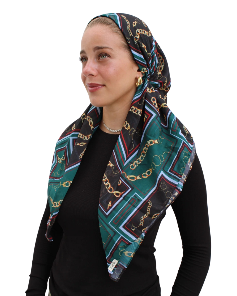 Scarf Bar Emerald Chain Classic Pre-Tied Bandanna with Velvet Grip Myselflingerie.com