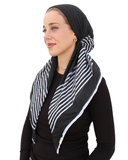 Stripped Black Classic Pre-Tied Bandanna with Velvet Grip