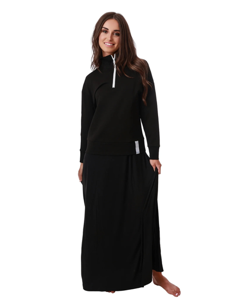 Snooze by Rojo 0175 Black Scribbler Modal Nightgown & Pullover Set Myselflingerie.com