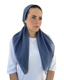 Solid Denim Blue Cotton Classic Pre-Tied Bandanna with Full Grip