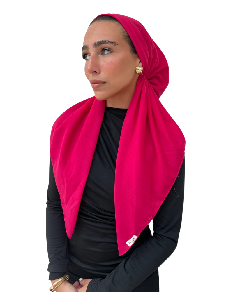 Scarf Bar Solid Hot Pink Cotton Classic Pre-Tied Bandanna with Full Grip Myselflingerie.com