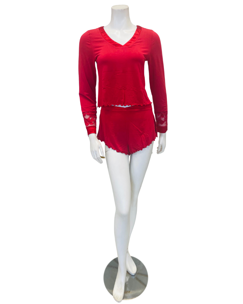 Fleur't 6141 Sweet Red Parisian Nights Pajamas Shorts Set Myselflingerie.com