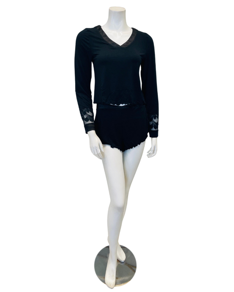 Fleur't 6141 Black Parisian Nights Pajamas Shorts Set Myselflingerie.com
