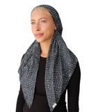 Midnight Herringbone Classic Pre-Tied Bandanna with Velvet Grip