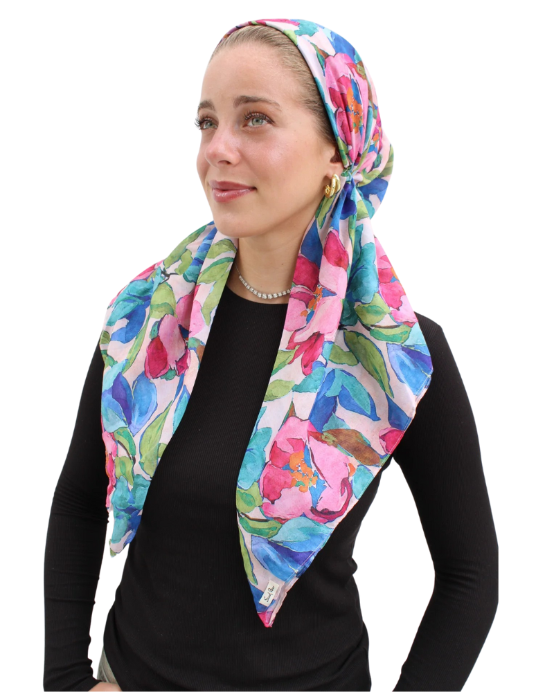 Water Color Petals Classic Pre-Tied Bandanna with Velvet Grip