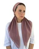 Solid Plum Cotton Open Back Pre-Tied Bandanna with Velvet Grip