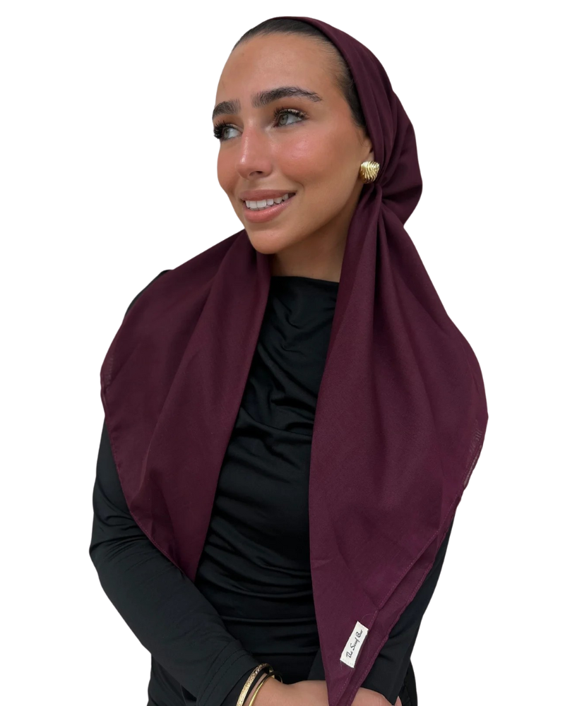 Scarf Bar Solid Burgundy Cotton Open Back Pre-Tied Bandanna with Velvet Grip Myselflingerie.com