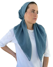 Solid Ocean Blue Cotton Open Back Pre-Tied Bandanna with Velvet Grip