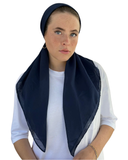 Solid Navy Cotton Open Back Pre-Tied Bandanna with Velvet Grip